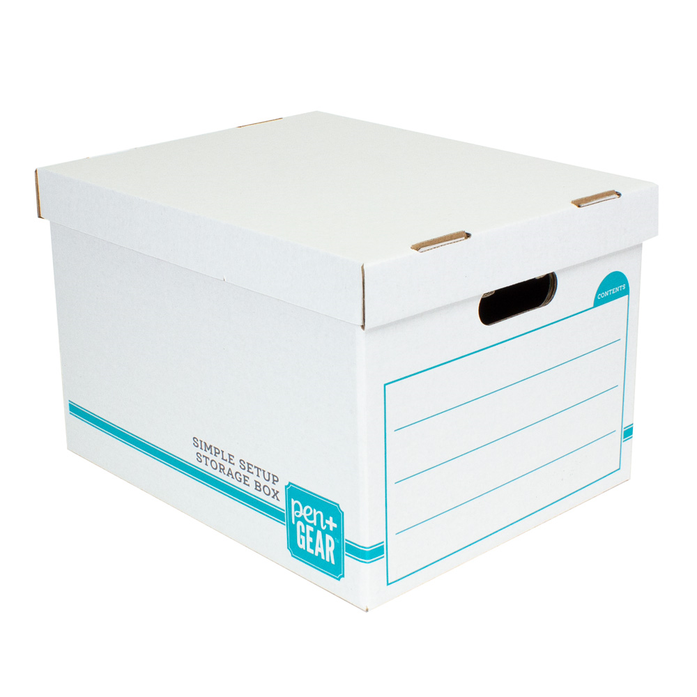 Pen+gear Simple Setup Storage Box with Lid, White, Recycled, 12 in x 10 in x 15 in, 10-Count